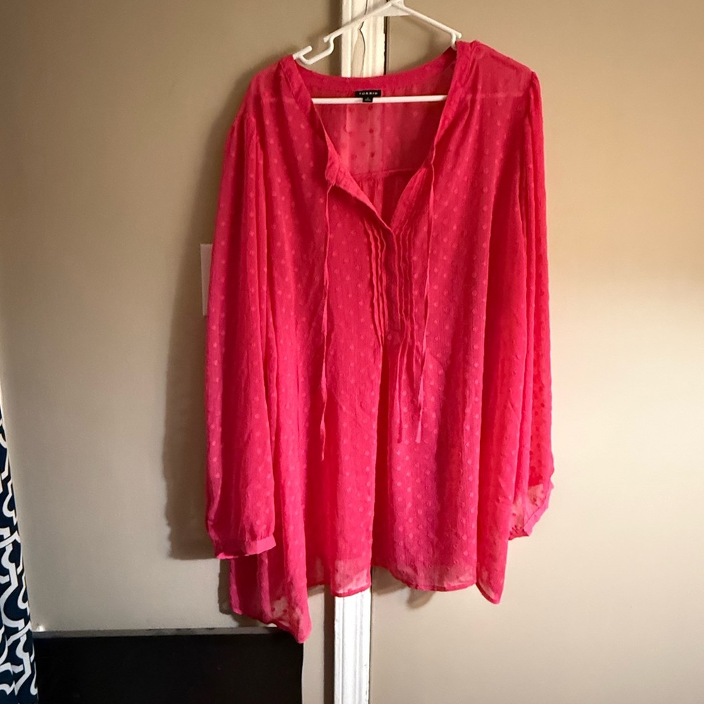 Torrid Bright Pink Sheer Blouse